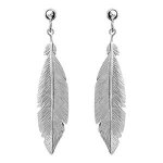 Boucles d'oreille tige argent rhodi plume