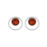 Boucles d'oreilles tige argent rhodi puce 6mm ambre vritable
