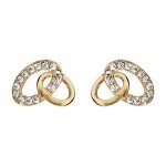 Boucles d'oreille tige plaqu or 2 ovales entremls oxydes blancs sertis