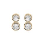 Boucles d'oreilles tige plaqu or 2 oxydes blancs sertis clos