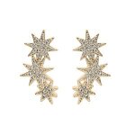 Boucles d'oreilles tige plaqu or 3 toiles oxydes blancs sertis