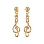 Boucles d'oreille tige plaqué or clef de sol pendante Boucles d'oreille tige plaqué or clef de sol pendante