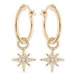 Boucles d'oreilles tige plaqué or créoles 12mm avec Étoile Boucles d'oreilles tige plaqué or créoles 12mm avec Étoile