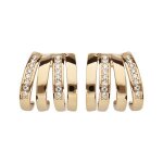 Boucles d'oreilles tige plaqu or demi croles triple avec oxydes blancs sertis