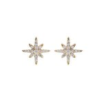 Boucles d'oreilles tige plaqu or toile oxydes blancs sertis
