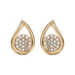 Boucles d'oreille tige plaqu or forme goutte pave oxydes blancs
