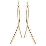 Boucles d'oreille tige plaqué or pendante 2 baguettes lisses Boucles d'oreille tige plaqué or pendante 2 baguettes lisses