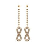 Boucles d'oreille tige plaqué or pendante forme huit (infini) pierres blanches Boucles d'oreille tige plaqué or pendante forme huit (infini) pierres blanches