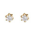 Boucles d'oreilles tige plaqu or petit modle clou 6 griffes pierre synthtique blanche