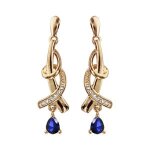 Boucles d'oreilles tige plaqu or pierre bleu fonc