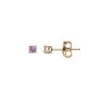 Boucles d'oreilles tige plaqué or pierre véritable améthyste 2. 5mm Boucles d'oreilles tige plaqué or pierre véritable améthyste 2. 5mm