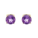 Boucles d'oreilles tige plaqué or pierre véritable améthyste 4mm Boucles d'oreilles tige plaqué or pierre véritable améthyste 4mm