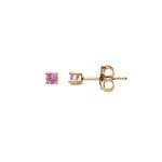 Boucles d'oreilles tige plaqué or pierre véritable tourmaline rose 2. 5mm Boucles d'oreilles tige plaqué or pierre véritable tourmaline rose 2. 5mm