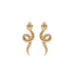 Boucles d'oreilles tige plaqu or serpent oxydes blancs sertis