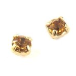 Boucles plaqu or  brillants  ambre 3 mm