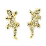 Boucles plaqu or  salamandre  blanc dor