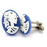 Boutons de manchettes cam�e en r�sine cr�ne