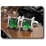 Boutons de manchettes pour femme 2x10mm oxyde de zirconium plaqu or blanc 18