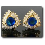 Boutons de manchettes pour femme 2x8 mm oxyde de zirconium plaqu or 18 k
