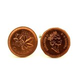 Boutons de manchettes pice de monnaie authentique   canada   1 cent - elizabeth