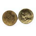 Boutons de manchettes pi�ce de monnaie authentique   france   10 centimes marian