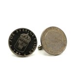 Boutons de manchettes pice de monnaie authentique   sude   1 krona carl xvi