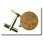 Boutons de manchettes pi�ce de monnaie authentique   suisse