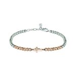 Bracciale morellato mister oro rosa cross + diamanti - 19 / 22 cm