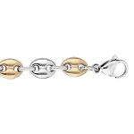 Bracelet acier bicolore maille grain caf massive 8mm 21, 5cm
