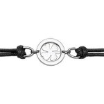 Bracelet acier cordon noir trèfle Bracelet acier cordon noir trèfle