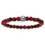 Bracelet acier extensible perles bois et quartz rose et motif petit modèle Bracelet acier extensible perles bois et quartz rose et motif petit modèle