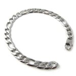 Bracelet acier  maille figaro  argent 21 cm 7 mm