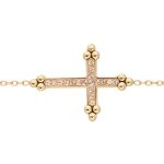 Bracelet acier et pvd jaune croix rsine champagne et pierres champagne 16 + 3cm