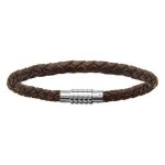 Bracelet acier thabora charms fermoir aimanté et visse cuir bovin marron 18 cm Bracelet acier thabora charms fermoir aimanté et visse cuir bovin marron 18 cm