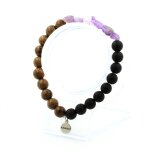 Bracelet amthyste du brsil + perles onyx noir mat + bois 8 mm. fabriqu en france.