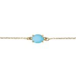 Bracelet argent dor� oxyde ovale 8 x 6mm bleu clair opaque 16 + 3cm