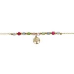 Bracelet argent dor pampille arbre de vie et perles nacre vritable teinte 16 + 3cm