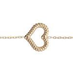 Bracelet argent et dorure jaune boules avec coeur torsad evid 16 + 3cm