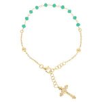 Bracelet argent et dorure jaune chapelet pierres facettes turquoises imitation 16, 5 + 2, 5cm Bracelet argent et dorure jaune chapelet pierres facettes turquoises imitation 16, 5 + 2, 5cm