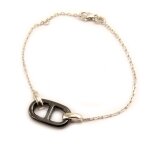 Bracelet argent  maille marine  noir