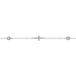 Bracelet argent rhodi 2 oxydes blancs sertis clos avec croix oxydes blancs sertis 16 + 3cm