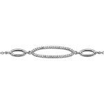 Bracelet argent rhodi� 3 anneaux allong�s oxydes blancs 16 + 2cm