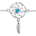 Bracelet argent rhodié attrape rêve 18mm 1 boule turquoise et plume 16 + 2, 5cm Bracelet argent rhodié attrape rêve 18mm 1 boule turquoise et plume 16 + 2, 5cm