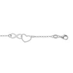 Bracelet argent rhodié coeurs et infinis entremelés 16 + 3cm Bracelet argent rhodié coeurs et infinis entremelés 16 + 3cm