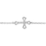 Bracelet argent rhodi croix oxydes blancs sertis 16 + 2cm