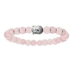 Bracelet argent rhodié extensible bouddha et boules quartz rose Bracelet argent rhodié extensible bouddha et boules quartz rose