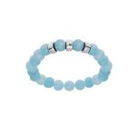 Bracelet argent rhodi extensible boules jade bleu vritable 3 charms  graver