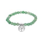 Bracelet argent rhodi extensible pierres naturelles agate verte arbre de vie
