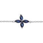 Bracelet argent rhodié fleur verre bleu foncé 16 + 2cm Bracelet argent rhodié fleur verre bleu foncé 16 + 2cm