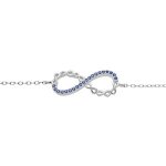 Bracelet argent rhodi� infini avec oxydes bleus 16 + 3cm